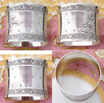 Gorgeous Antique French Sterling Silver Napkin Ring, Foliate Decoration, "Julien" Inscription