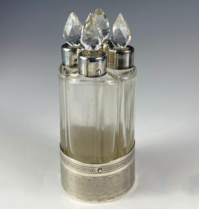 Antique French Sterling Silver 4-Bottle Scent Caddy, No Damage At All