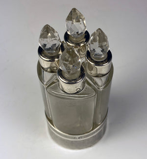 Antique French Sterling Silver 4-Bottle Scent Caddy, No Damage At All