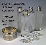 Antique French Sterling Silver 4-Bottle Scent Caddy, No Damage At All