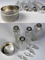 Antique French Sterling Silver 4-Bottle Scent Caddy, No Damage At All