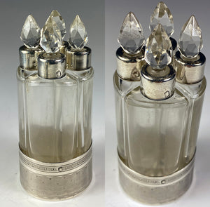 Antique French Sterling Silver 4-Bottle Scent Caddy, No Damage At All