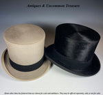 Antique French Formal Top Hat in Black Beaver Fur, Silk, PARIS Maker