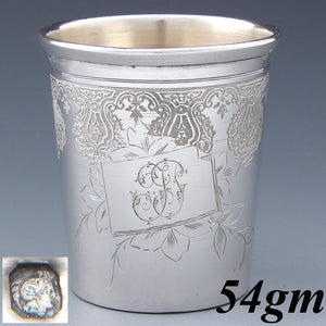 Gorgeous Antique French Sterling Silver Wine or Mint Julep Cup, Tumbler or Timbale