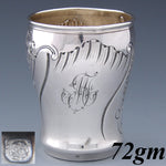 Elegant Antique French Sterling Silver Wine, Mint Julep Cup, Tumbler, Rocaille