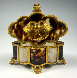 Antique French Palais Royal Trinket or Jewelry Box, Tortoise Shell & Ormolu