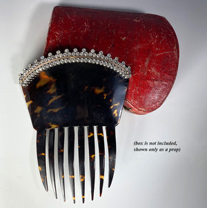 Elegant French Tortoise Shell Tiara, Hair Comb, 18k Gold and French Paste Gems