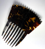 Elegant French Tortoise Shell Tiara, Hair Comb, 18k Gold and French Paste Gems