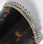 Elegant French Tortoise Shell Tiara, Hair Comb, 18k Gold and French Paste Gems