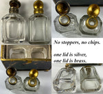 Antique French Tortoise Shell & Ormolu 2 Bottle Scent Caddy, Perfume Flasks