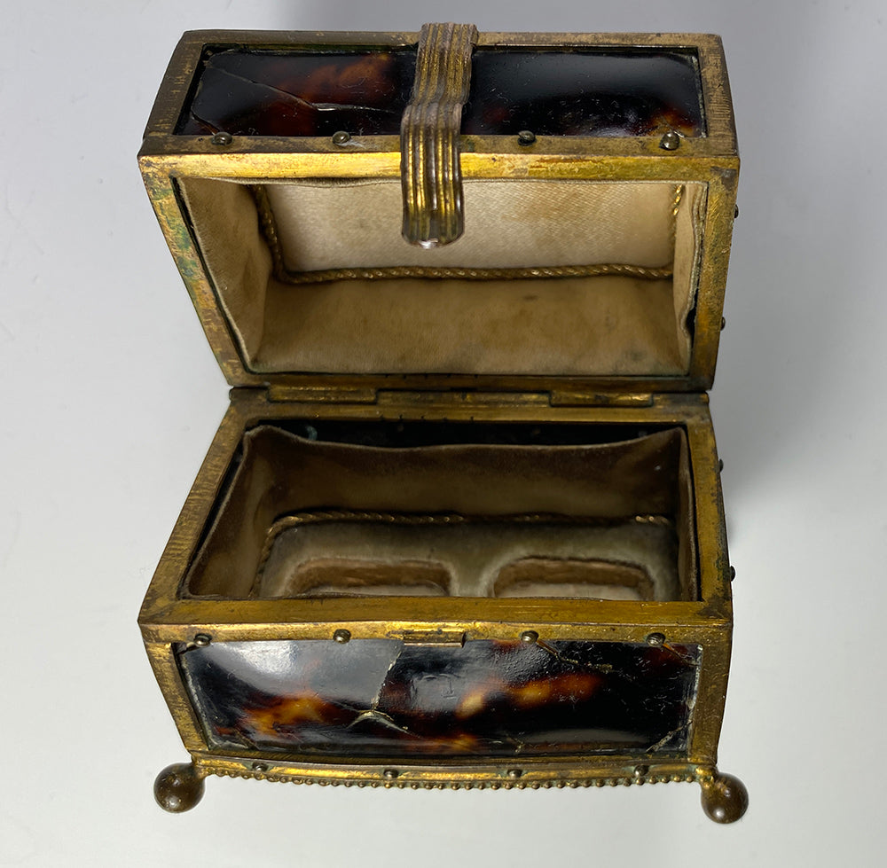 Petit Antique French Tortoise Shell Scent Caddy, No Perfume Flask, c.1800