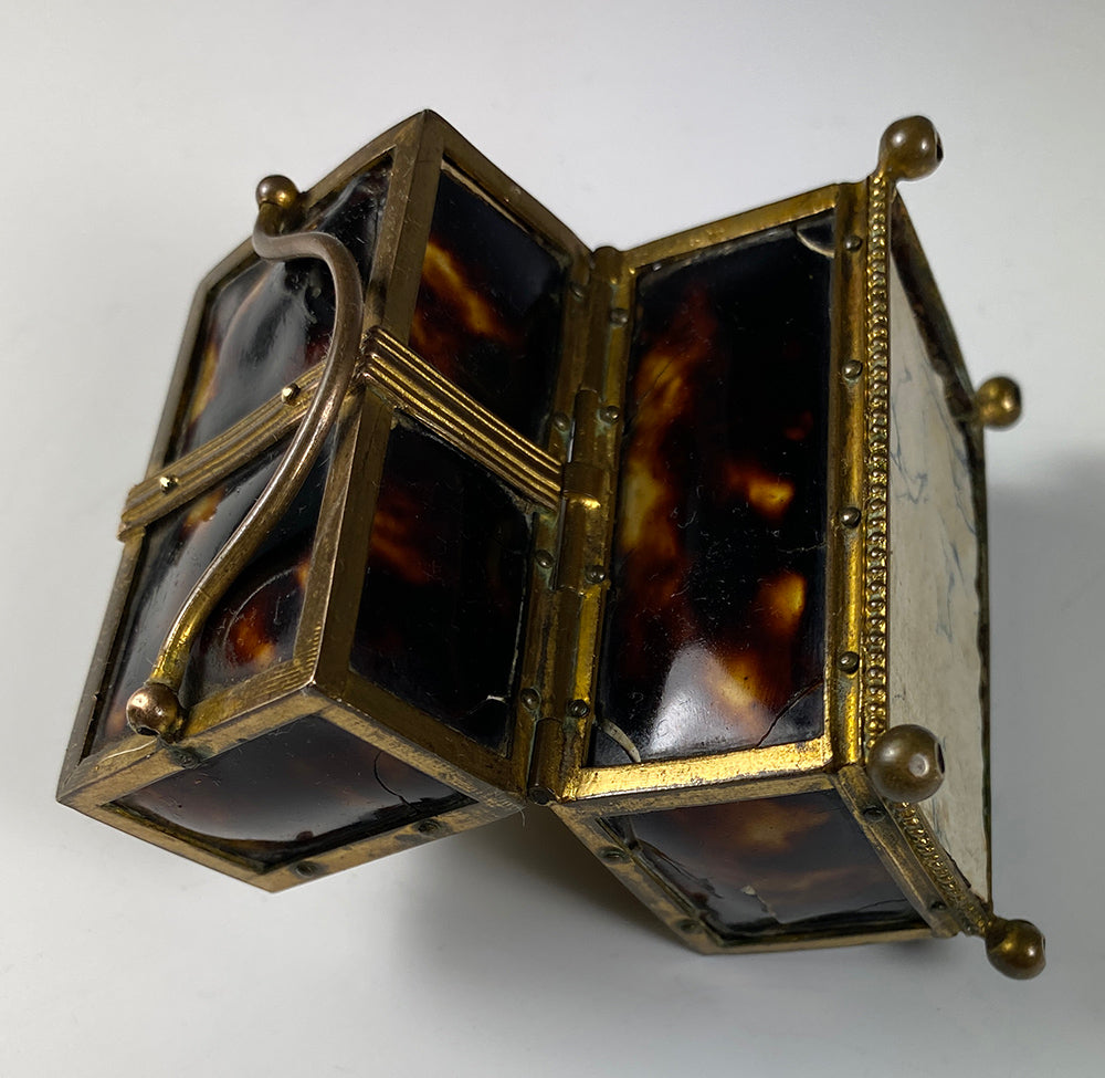 Petit Antique French Tortoise Shell Scent Caddy, No Perfume Flask, c.1800