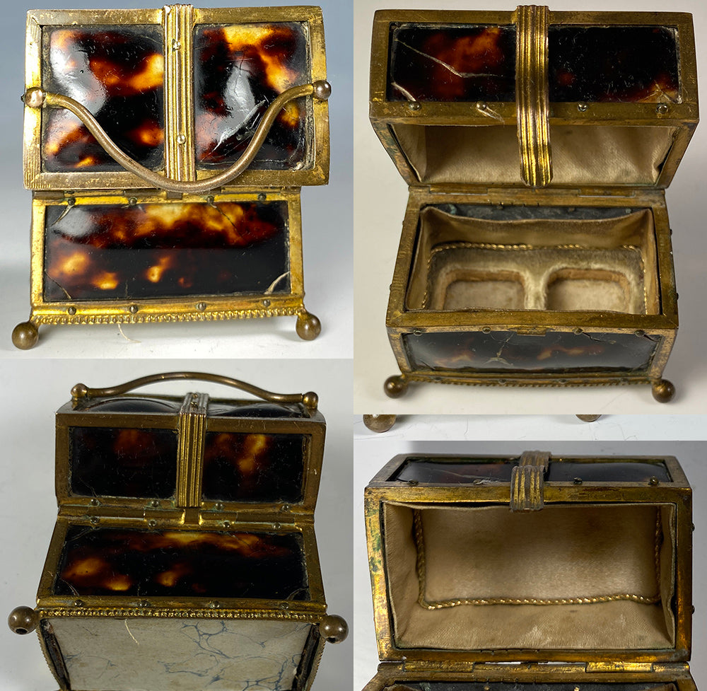 Petit Antique French Tortoise Shell Scent Caddy, No Perfume Flask, c.1800