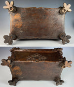 Antique N3, Victorian Era Carved Black Forest 11" Sewing or Vanity, Jewelry Box, Floral c.1850-60s