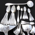 RARE Antique French Sterling Silver 60pc Flatware Set, 5pc for TWELVE with Ladle, Chest