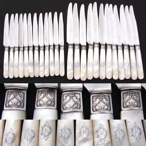 RARE Antique French Sterling Silver 60pc Flatware Set, 5pc for TWELVE with Ladle, Chest