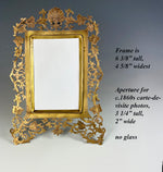 Antique French Ornate and Engraved 6 3/8" Tall Carte de Visite Photo Frame, Easel Stand or Hang