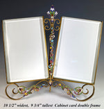 Fabulous Antique French Double Cabinet Card 10.5" Frame with Kiln-fired Champleve Enamel