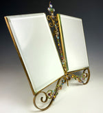 Fabulous Antique French Double Cabinet Card 10.5" Frame with Kiln-fired Champleve Enamel