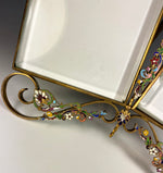 Fabulous Antique French Double Cabinet Card 10.5" Frame with Kiln-fired Champleve Enamel