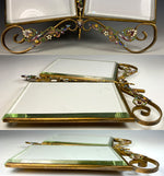 Fabulous Antique French Double Cabinet Card 10.5" Frame with Kiln-fired Champleve Enamel