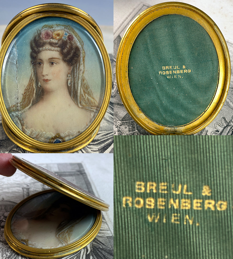 Unique Dore Bronze Fine Tri-fold Etui, Case for Portrait Miniature of Austrian Royal