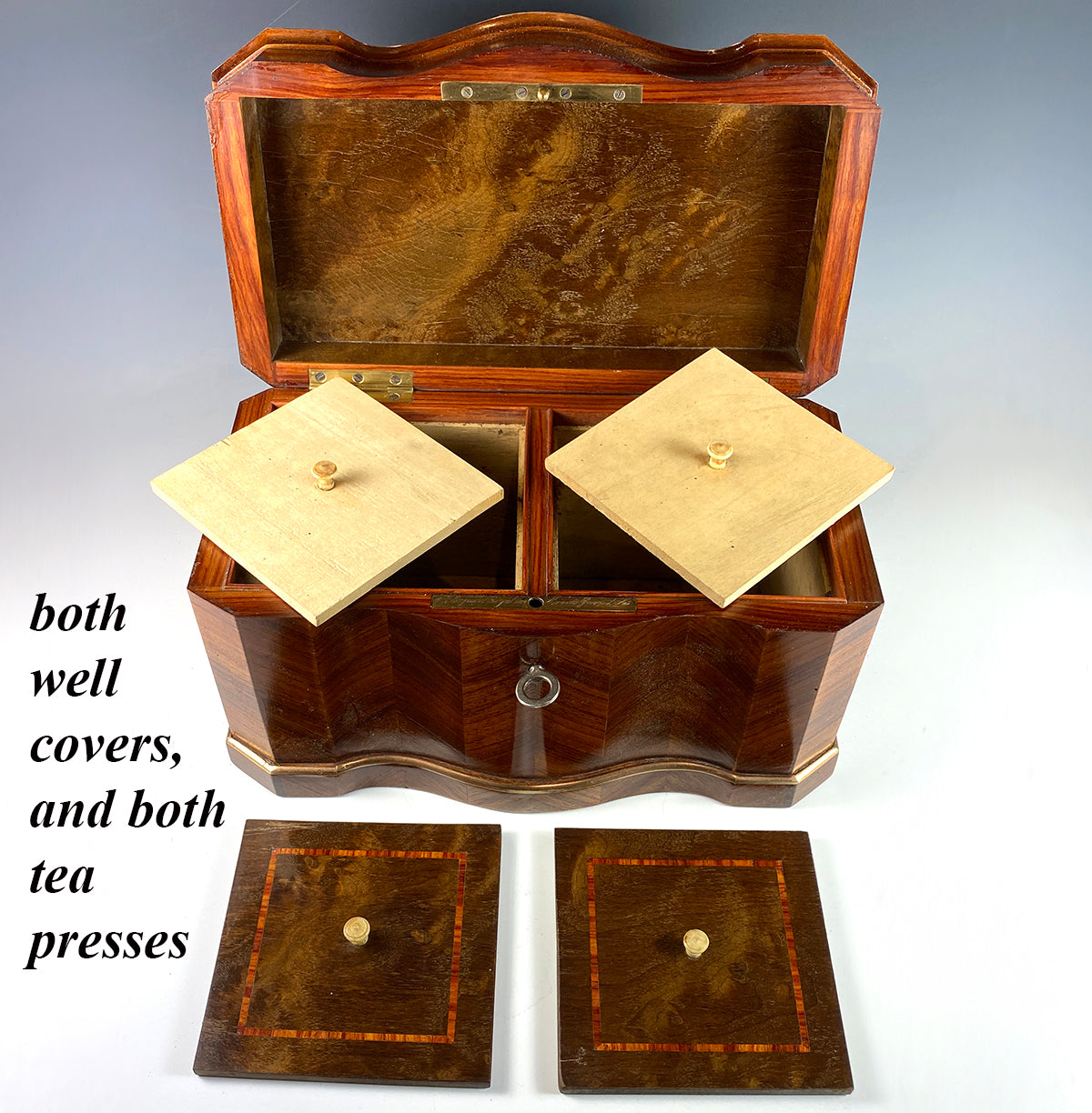 Superb Antique French Napoleon III Kingwood Box, Double Well Tea Caddy, c.1850-70