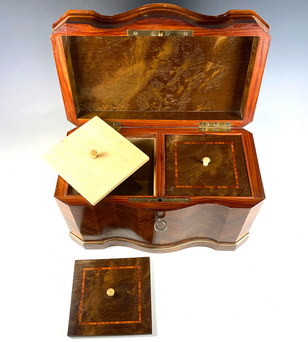 Superb Antique French Napoleon III Kingwood Box, Double Well Tea Caddy, c.1850-70