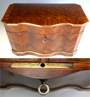 Superb Antique French Napoleon III Kingwood Box, Double Well Tea Caddy, c.1850-70