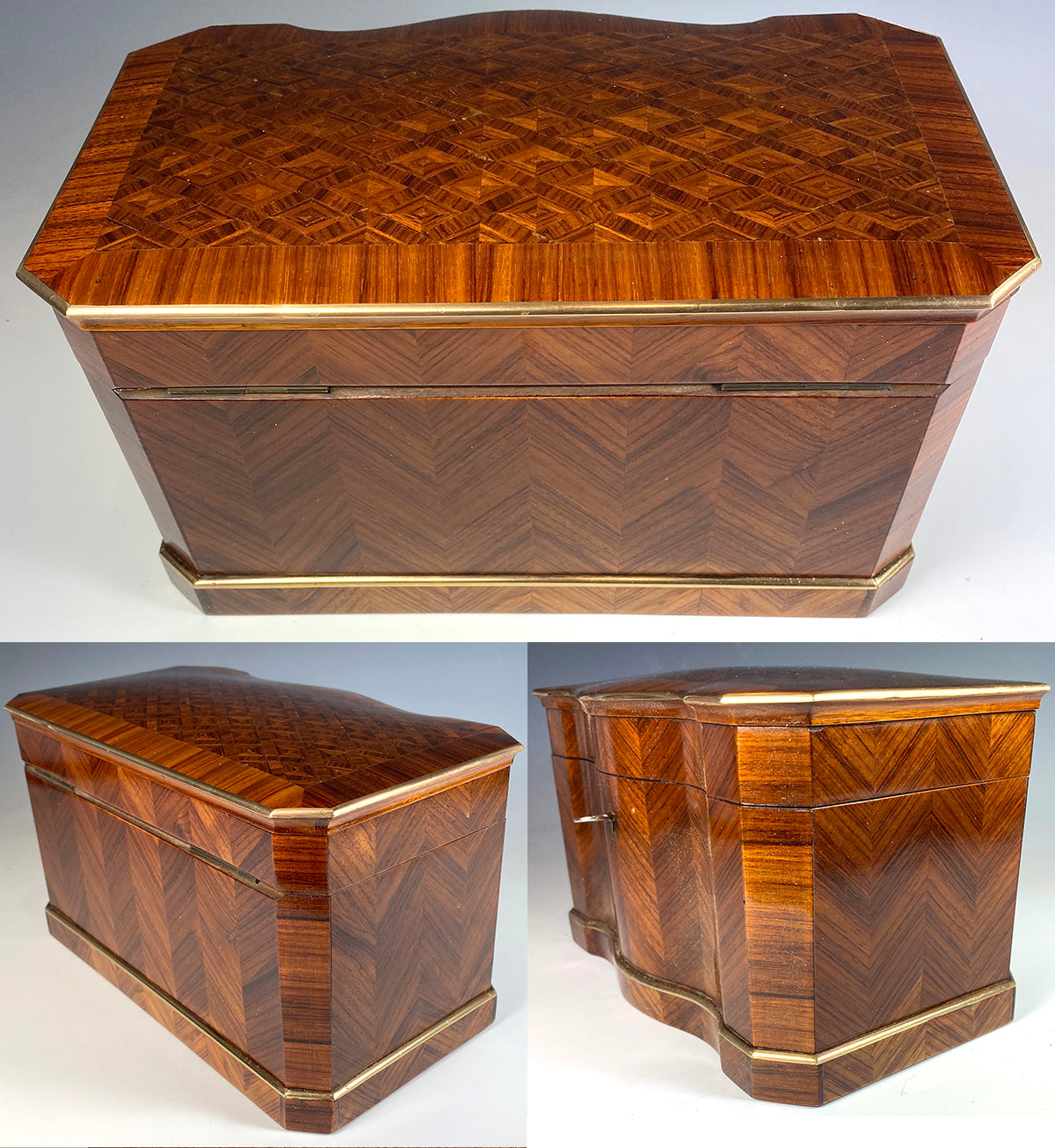 Superb Antique French Napoleon III Kingwood Box, Double Well Tea Caddy, c.1850-70