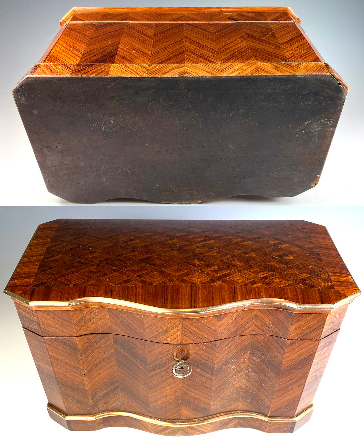 Superb Antique French Napoleon III Kingwood Box, Double Well Tea Caddy, c.1850-70