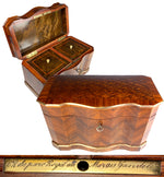 Superb Antique French Napoleon III Kingwood Box, Double Well Tea Caddy, c.1850-70