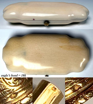 Fine Antique French TAHAN Sewing Tools, Ivory Etui, Necessaire, 18k Gold Tools c.1850s