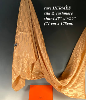 RARE Authentic HERMES Silk and Cashmere Wool Stole, Scarf, Shawl 71 cm x 178 cm (28" x 70.5") Never Used, in Box
