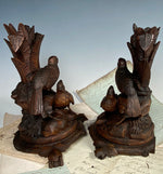 Superb Antique Swiss Black Forest Hand Carved 10" Tall Candle or Epergne Holders, Perfect to Make Lamps