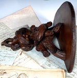 Charming Antique Swiss Black Forest 12" Bracket or Wall Shelf, Two Birds and a Nest of Eggs