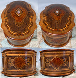 Huge 13.75" Antique French Marquetry Jewelry Chest, Box, Coffret Napoleon III Era c.1850-70s