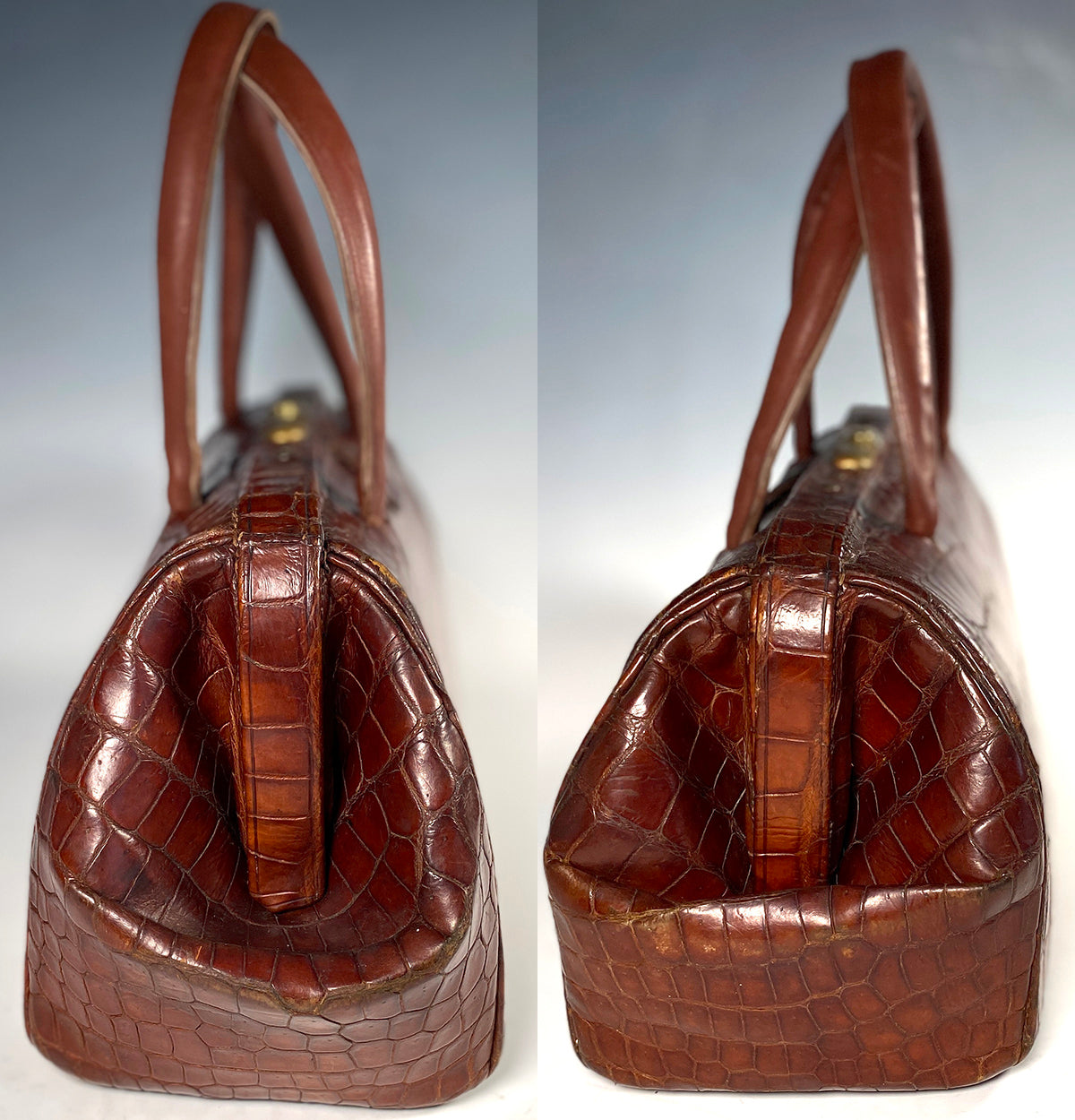 Antique Gladstone 1910 English Leather Bag Handbag purse | eBay