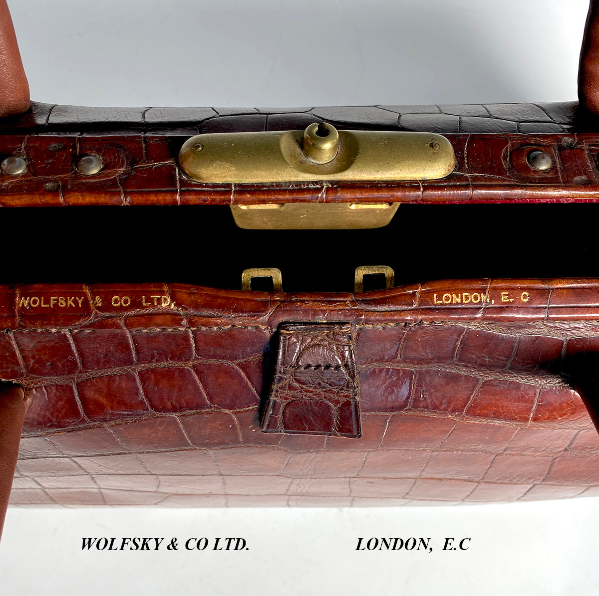 Croc Wolfsky & Co Fabulous Antique English Dr Bag or Satchel