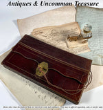 Antique 11.5" French Mid-1800s Expanding Leather Accountant or Banker, Business Documents Folio, Wallet