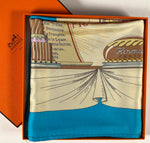 "A La Loire La Cuisine Française" Hermés 70 cm silk scarf in box, the artist's work c. 1948 by Robert Dumas
