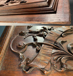 Antique Pair 24" Hand Carved French Cabinet Doors, Architectural Salvage Panels c.1880s