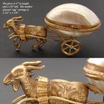 Antique French Mother of Pearl “Egg” Goat Pulled Carriage, Palais Royal Thimble Casket