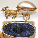 Antique French Mother of Pearl “Egg” Goat Pulled Carriage, Palais Royal Thimble Casket