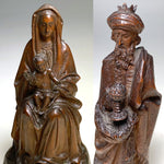 Exq Antique French or Italian Hand Carved Black Forest Style 10" Nativity Scene, Mary & Child Christ