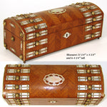 Gorgeous Antique French Napoleon III 11” Documents, Desk or Gloves Box: Kingwood, Brass & Mother of Pearl
