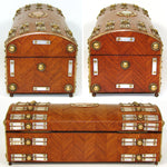 Gorgeous Antique French Napoleon III 11” Documents, Desk or Gloves Box: Kingwood, Brass & Mother of Pearl