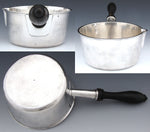 Rare Antique French Hallmarked Sterling Silver 24oz Sauce Pan, Turned Ebony Handle