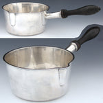 Rare Antique French Hallmarked Sterling Silver 24oz Sauce Pan, Turned Ebony Handle