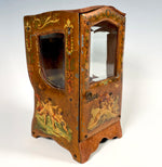 Antique French Vernis Martin Decorated Miniature Sedan Chair Vitrine, Pocket Watch Box